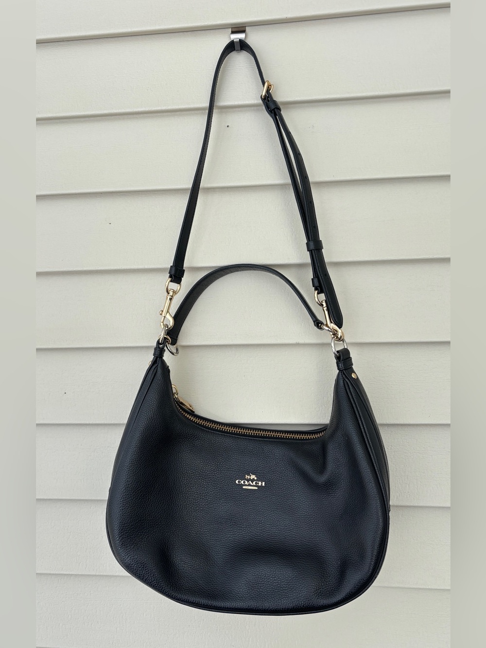 Coach Black Pebbled Leather Hobo Bag